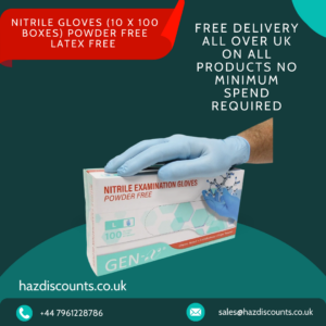 1000 Nitrile Gloves (10 x 100 Boxes) Powder Free Latex Free - Multipurpose S/M/L/XL